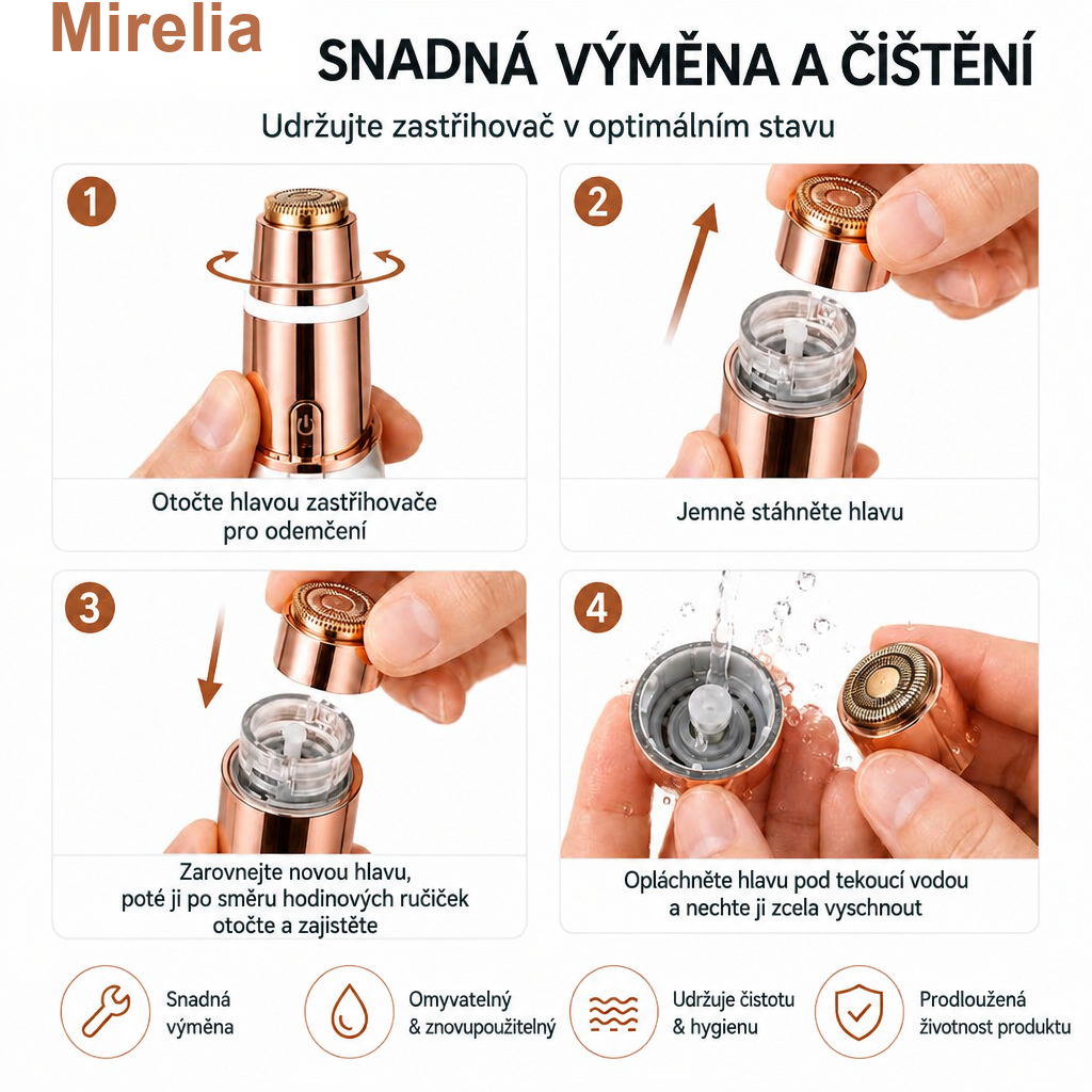 Mirelia OANVA - snadná výměna a čištění hlavy